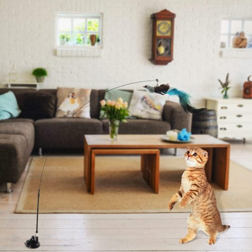 Intellektuelles Katzenspielzeug, Katzenangel, stabil, mit Federsimulationsrute - Image 12
