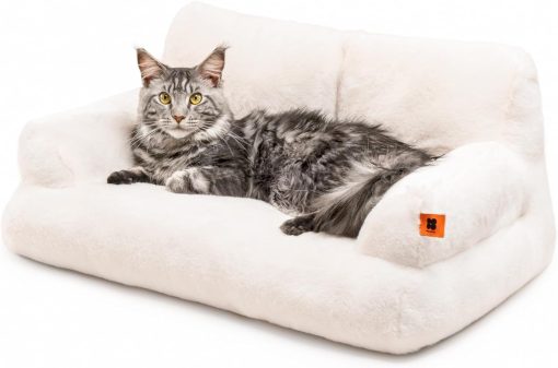 Flauschiges waschbares Katzensofa, weiß 66x48cm