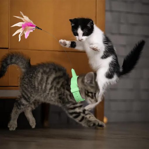 3er-Pack interaktives Katzenspielzeug, verstellbares Federspielzeug aus Silikon - Image 3