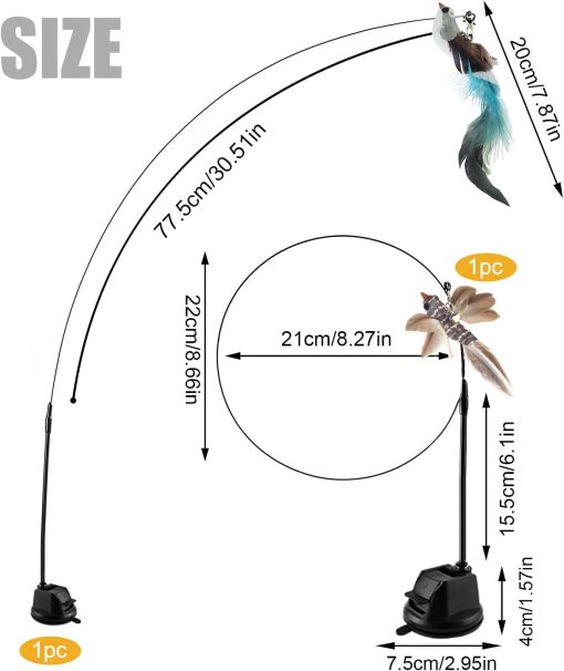 Intellektuelles Katzenspielzeug, Katzenangel, stabil, mit Federsimulationsrute - Image 13