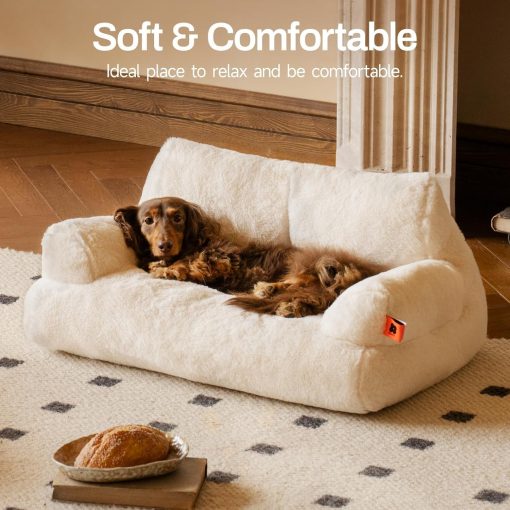 Flauschiges waschbares Katzensofa, weiß 66x48cm - Image 3
