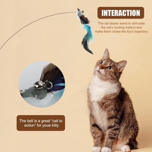 Intellektuelles Katzenspielzeug, Katzenangel, stabil, mit Federsimulationsrute - Image 14