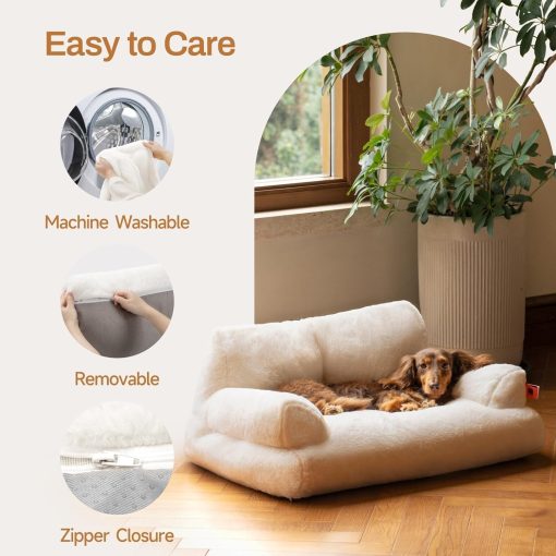 Flauschiges waschbares Katzensofa, weiß 66x48cm - Image 5