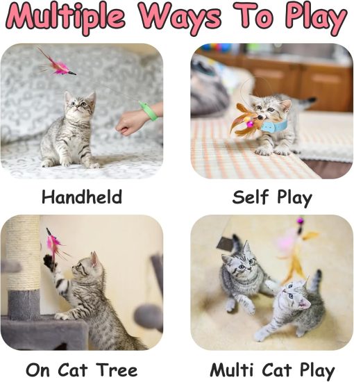 3er-Pack interaktives Katzenspielzeug, verstellbares Federspielzeug aus Silikon - Image 5