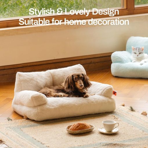 Flauschiges waschbares Katzensofa, weiß 66x48cm - Image 6