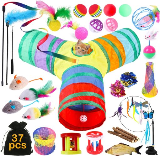 Katzenspielset mit Katzentunnel, 37-teiliges Spielset