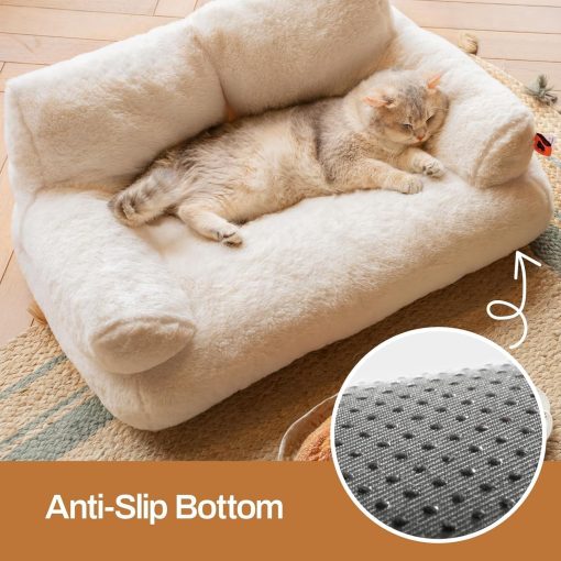 Flauschiges waschbares Katzensofa, weiß 66x48cm - Image 8